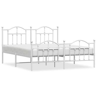 Berkfield Home Metal Bed Frame with Headboard & Footboard White 183x213 cm