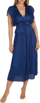 Love Token Harper Pleated Dress In Navy