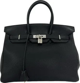 Herm&egrave;s Black Togo Leather Handbag Tote Bag (Pre-Owned)