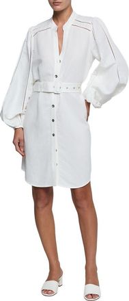 L'agence Kiersten Belted Long Sleeve Dress in White at Nordstrom, Size Xx-Small