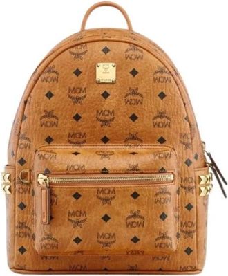 MCM Small Stark Backpack - Dames - Rugzakken - Bruin - ONE Size - Katoen - Tassen