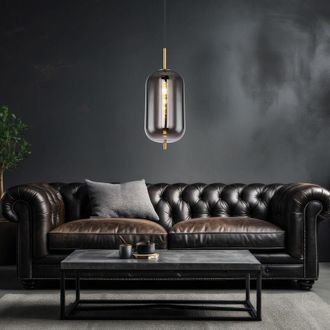 Globo Lighting Lampada a sospensione lampada a sospensione lampada a sospensione lampada da tavolo da pranzo vetro fumé color ottone, metallo, 1x attacco E27, DxH