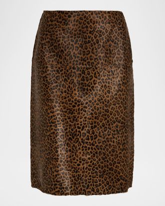 Frame Denim Leopard Calfhair Skirt