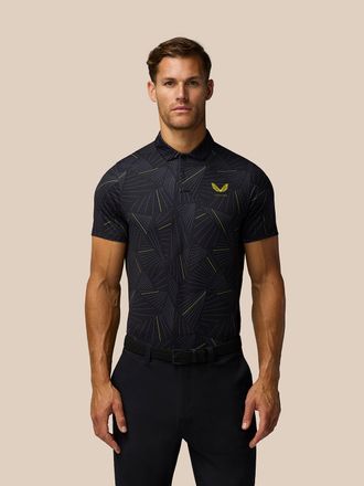 Castore Golf Club Swing Printed Polo - Black/gunmetal/mustard