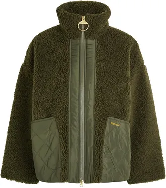 Barbour Brawby Panelled Fleece Jacket - Green - 16 (UK16 / XL)