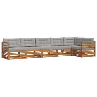 vidaXL Conjunto De Sof&aacute;s De Exterior 6 Pcs Gris Natural Y Claro Vidaxl