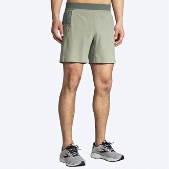 Brooks Sherpa 7 2-In-1 Shorts In Dark Pebble