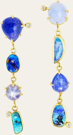 Katey Walker 18K Gold Multi-Stone Drop Earrings with Diamonds