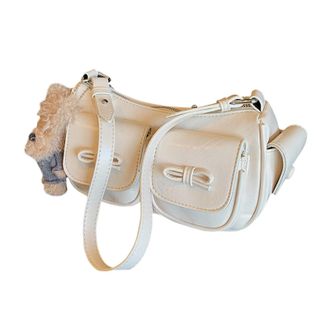 Generic Vintage Crescent Hobo Handbag Underarm Purse for Women Work Travel (White)