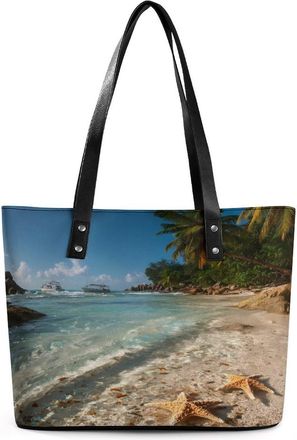 Generic Beach Starfish Wave Seawaves Tote Bags for Women Cute Shoulder Purses Handbags