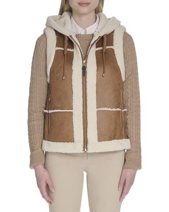 Cole Haan Waxed Suede Shearling Vest