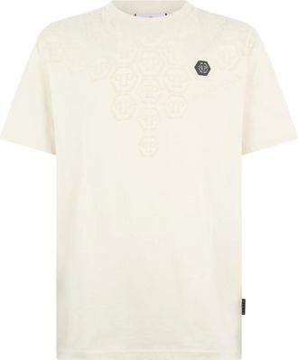 Philipp Plein Tops, Heren, Beige, M, Katoen, T-shirt met ronde hals Degrade Monogram