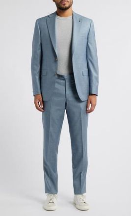 Jack Victor Esprit Blue Microcheck Wool Suit in Light Blue at Nordstrom Rack, Size 38 Regular