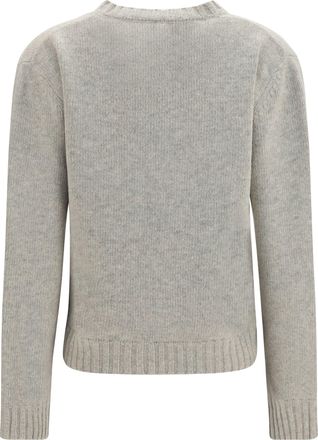 Maison Margiela Womens Knitted Sweater With Logo Lettering Grey Melange-Black Print