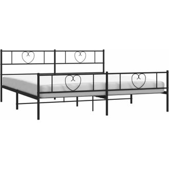 vidaXL Estructura Cama Sin Colch&oacute;n Con Estribo Metal Negro 200x200 Cm Vidaxl
