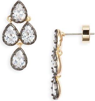 Nordstrom Georgian Mini Chandelier Earrings in Clear- Black- Gold at Nordstrom Rack