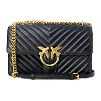 Pinko Love One Classic DC Sheep Nappa Chevron - female - PINKO - Shoulder Bags - Black - ONE SIZE - Bags