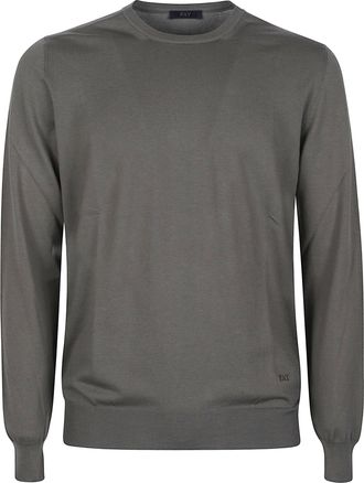 Fay Grey Round Neck Cotton Sweater
