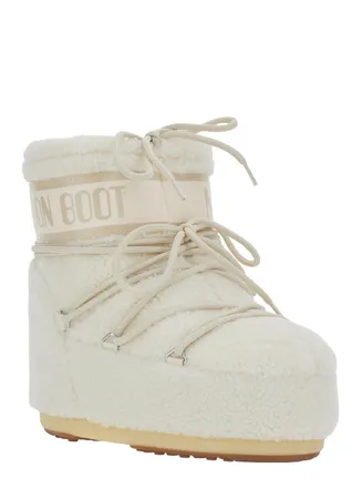 Moon Boot Womens Ankle Boots Icon Low Fleece White