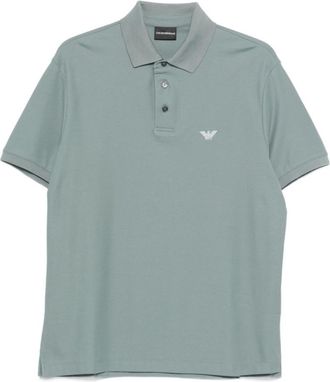 Emporio Armani Clear Blue Cotton Logo Polo