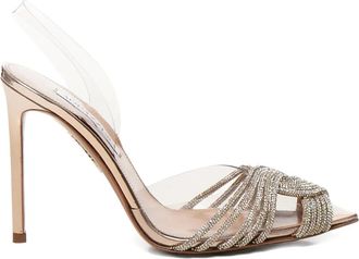 Aquazzura 105 mm Gatsby slingback pumps met kristallen - Zilver