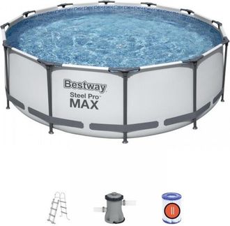 Bestway Piscina Desmontable Tubular Bestway Steel Pro Max 366x100 Cm Con Depuradora Cartucho 2.006 L/h Y Escalera