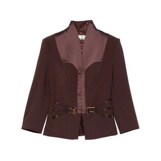 Elisabetta Franchi Blazers, female, Brown, Size: XS Short Sleeve Blazer