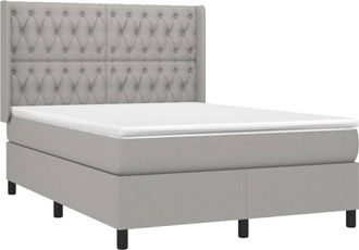 vidaXL Vidaxl - Cama Box Spring Colch&oacute;n Y Luces Led Tela Gris Claro 140x200 Cm