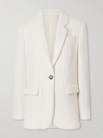 Brunello Cucinelli Blazer In Cotone A Trecce - Bianco