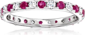 Ross-Simons Ruby and. Diamond Eternity Ring in 14kt White Gold