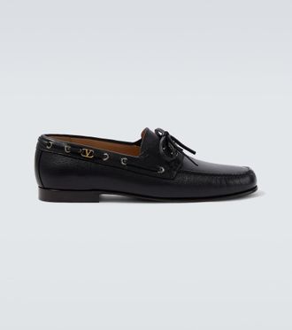 Valentino Garavani Palm Avenue VLogo leather boat shoes