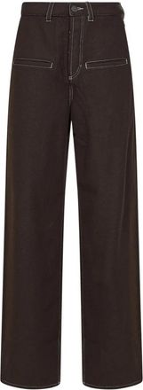 Uma Wang Wijde broek - Dames - Wijde Broeken - Bruin - M - Wol - Broeken