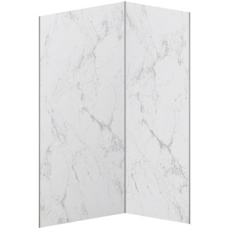 Vente-Unique Pannello per parete da doccia effetto marmo bianco alluminio con profili L90xL120xH210cm - Lotto di 2 - ENEKO