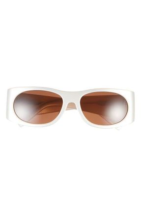 Jacquemus Les Lunettes 158 Rectangular Sunglasses in Metallic White/Silver/Choc at Nordstrom