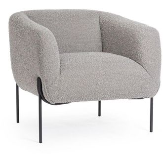 BIZZOTTO Poltrona Claudine per interno, Struttura In Legno Compensato, Gambe In Acciaio Verniciato a Polvere Epossidica 78 x 74 x 73h cm -Bianco Boucle