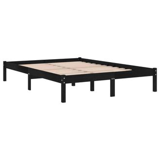 Berkfield Home Modern Bed Frame Black Solid Wood Pine 140x190 cm
