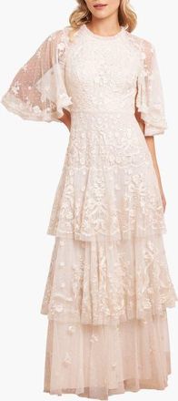 Needle & Thread Bonnie Bow Lace Dress in Cream/cream at Nordstrom, Size 14