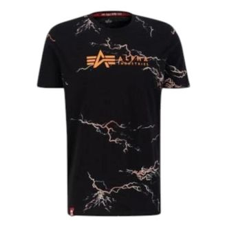 Alpha Industries Urban Lightning AOP T-shirt - Heren - T-shirts - Zwart - M - Katoen - Tops