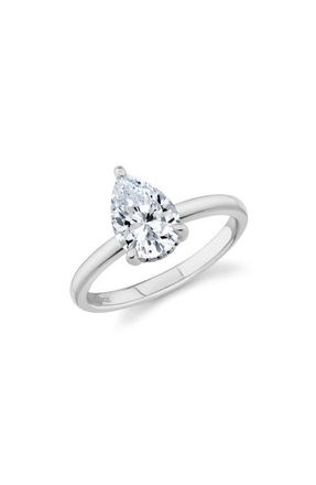 Crislu Pear Cut Cubic Zirconia Solitaire Ring in Pure Platinum /Clear Stone at Nordstrom, Size 7