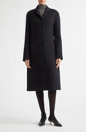 Jil Sander Slim Fit Double Face Cashmere & Virgin Wool Coat in Midnight at Nordstrom, Size 40