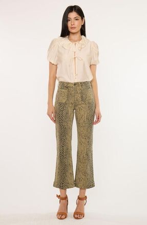 Kancan Natalie High Rise Crop Flare Jeans in Python Print at Nordstrom, Size 2426