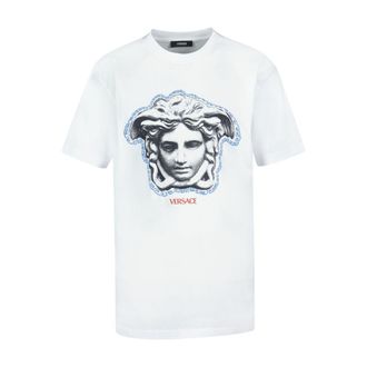 Versace Mens Jersey Greca Medusa Print T-Shirt White Cotton