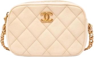 Chanel Pre-owned Camera Bag - Dames - Vintage Schoudertas - Beige - ONE Size - Leer - Vintage