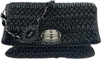 Miu Miu Pre-owned Matelasse Clutch Bag - Dames - Vintage Clutch - Zwart - ONE Size - Leer - Vintage