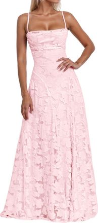 Generic Party Dresses Elegant Formal Evening Dress Spaghetti Strap Gown with Slit for Party Night Out and(XS) Pink