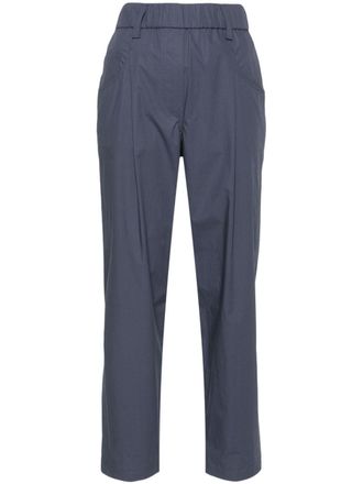 Brunello Cucinelli cotton tapered trousers - women - Cotton/Polyester/Acetate/Cupro - 38 - Blue
