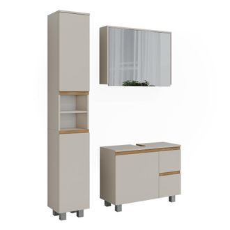 Vicco Juego De Muebles De Ba&ntilde;o De 3 Piezas J-shape, Cachemira/artesanal, 3 Partes, Vicco