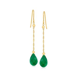 Canaria Canaria Emerald Teardrop Earrings in 10kt Yellow Gold