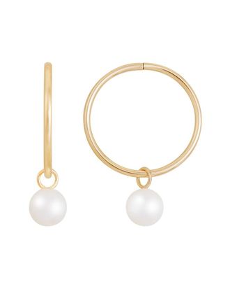 Splendid Pearls 14K Pearl Hoops