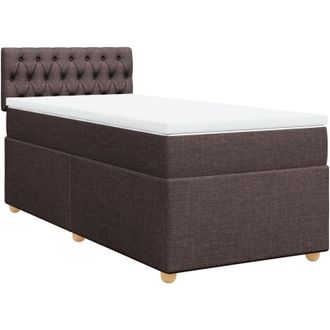 vidaXL Vidaxl - Cama Box Spring Con Colch&oacute;n Tela Marr&oacute;n Oscuro 100x200 Cm